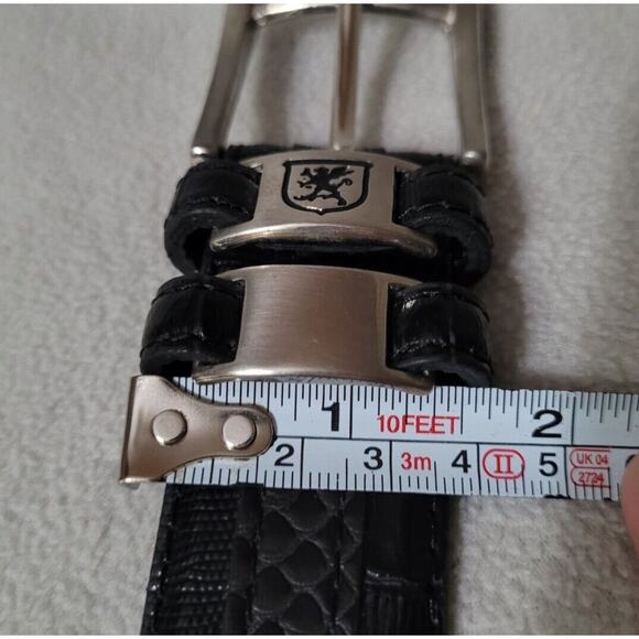 Stacy Adams Men's Size 54 Genuine Leather Lizard Skin Print Belt Black Silver - Picture 5 of 9